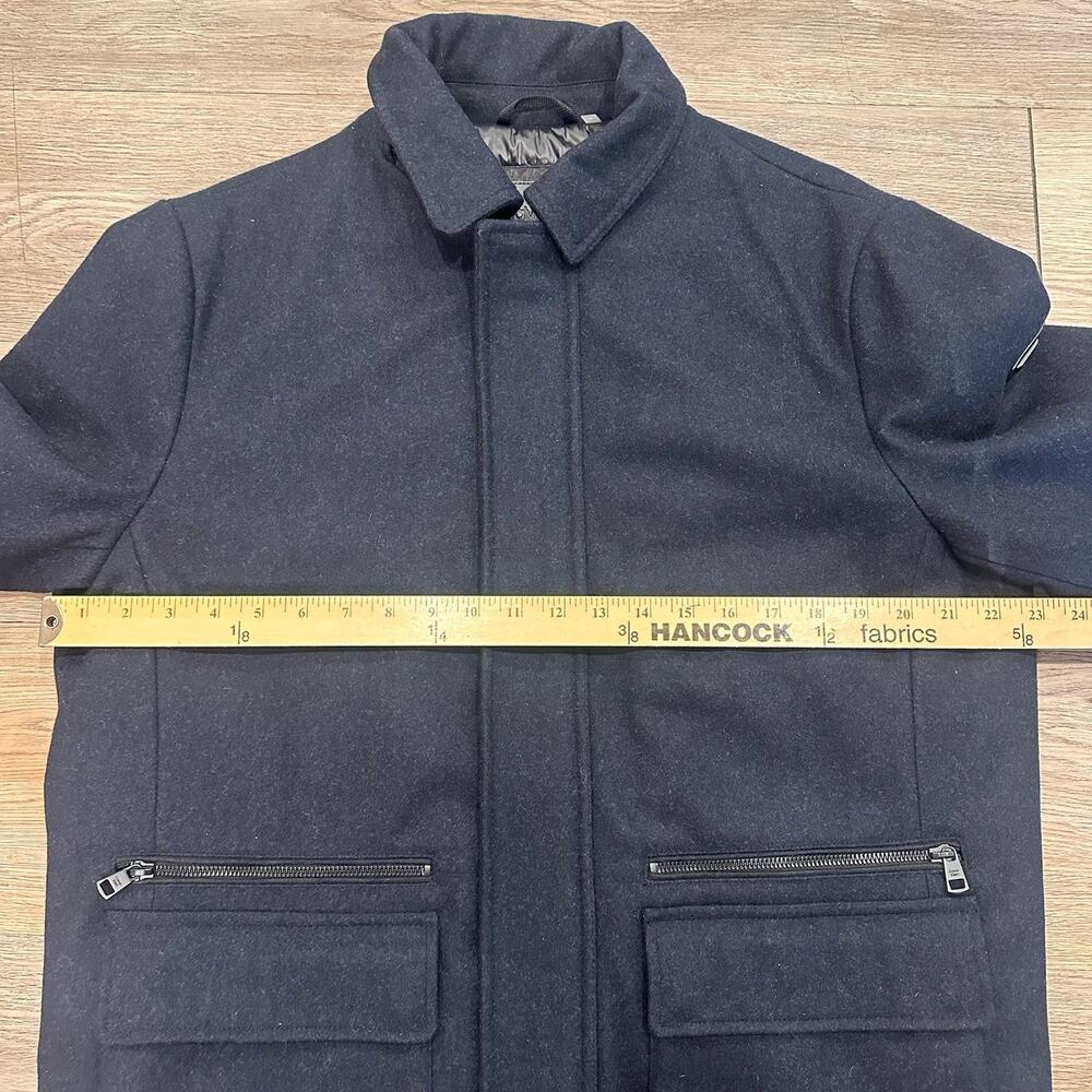 Calvin Klein Men’s Med Wool Duffle Navy Coat Jacket Removable Hood EUC - Picture 7 of 16